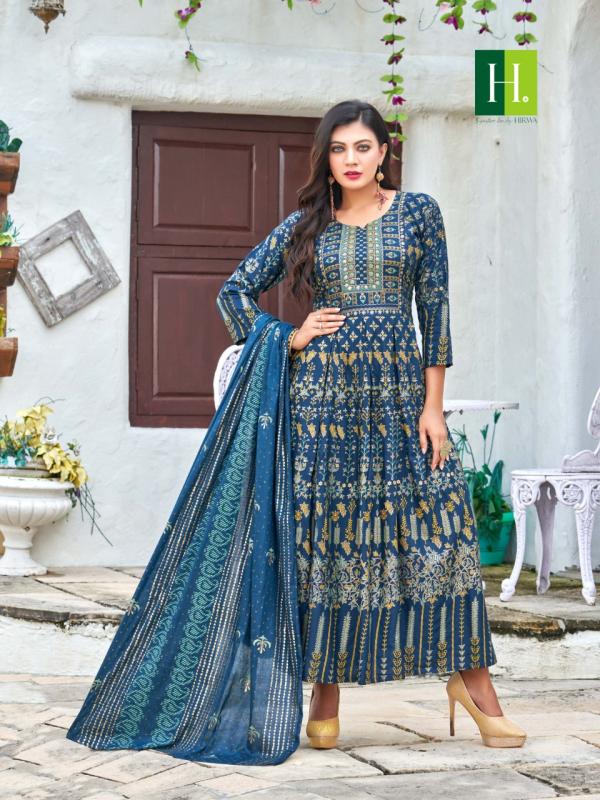 Hirwa Sanskriti Rayon Slub Ghera Kurti With Dupatta Collection 